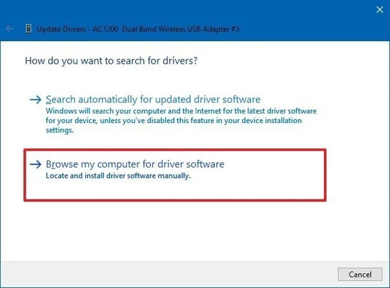 Browse my computer for driver software