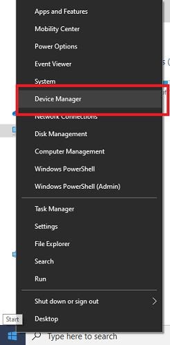Device Manager from Start Menu