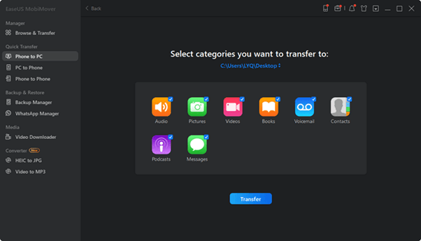 Select category which you want to transfer to