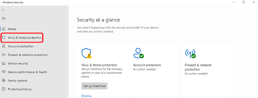 Virus & Threat Protection in Windows Security